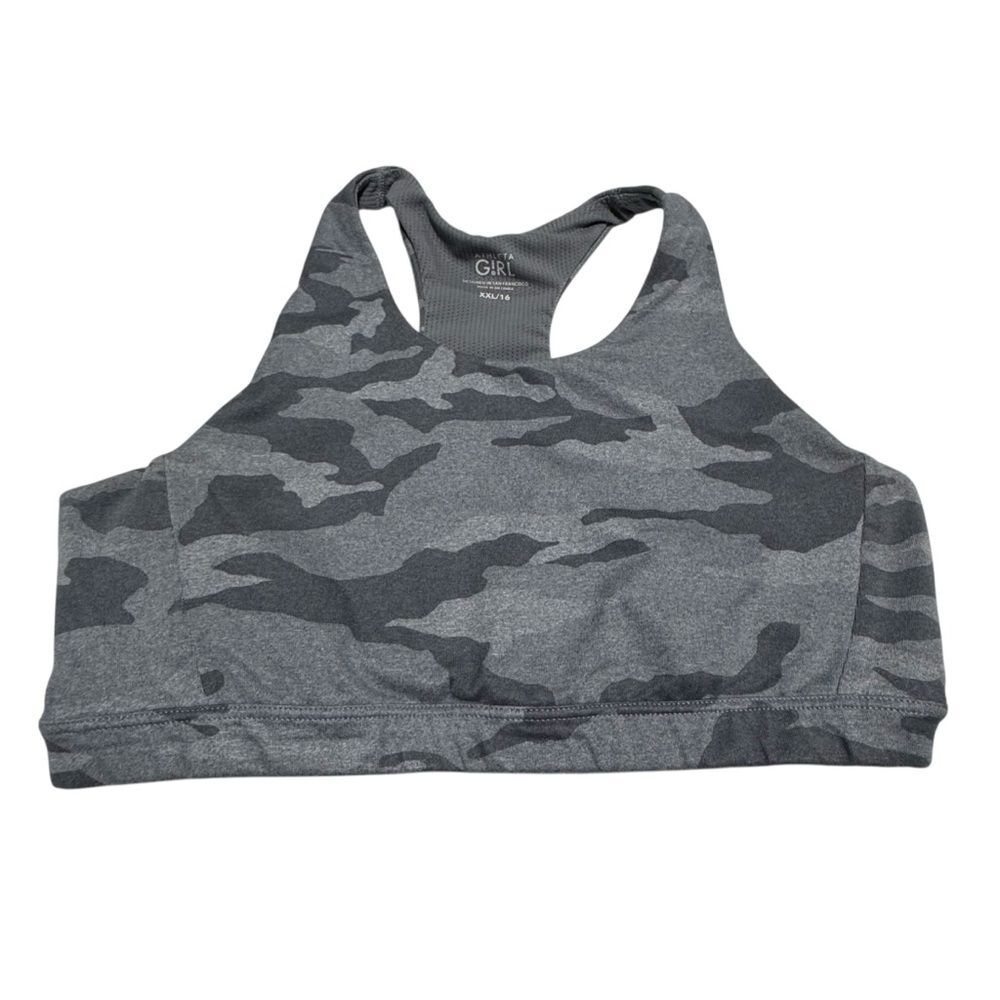 Athleta Grey Camo Racerback Sports Bra